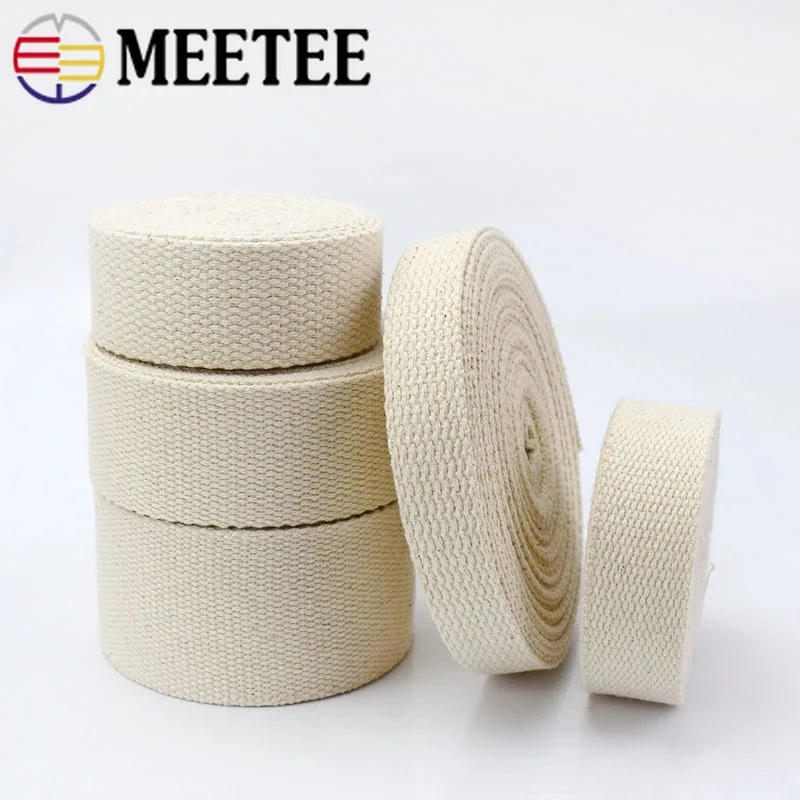 4Meters 20/25/30/38/50mm Beige Webbings Tape For Bag Backpack Cotton Ribbon Belt Luggage Strap DIY Clothes Sewing Accessories