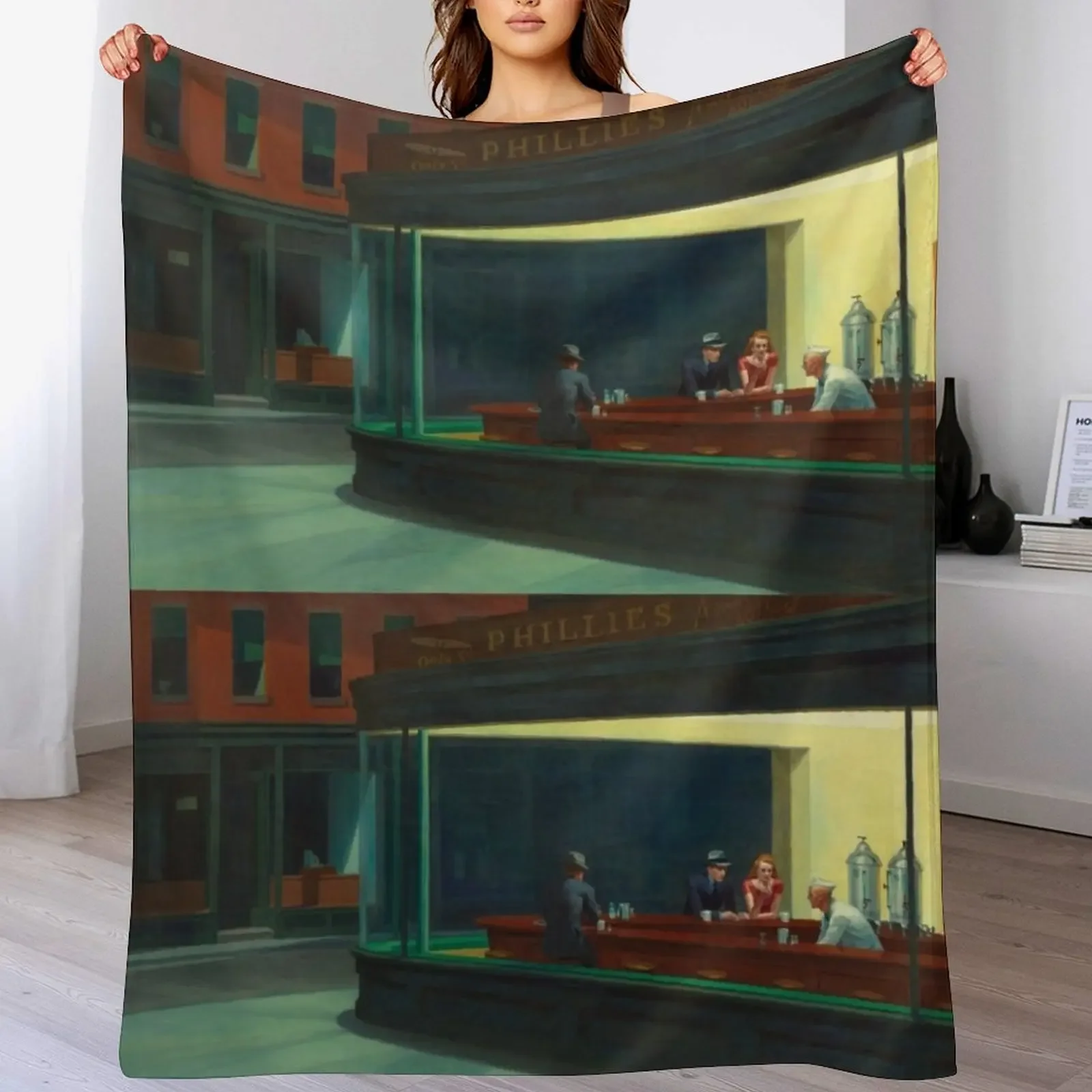 Nighthawks Throw Blanket Warm Flannel Blanket for Couch Chair Bedroom