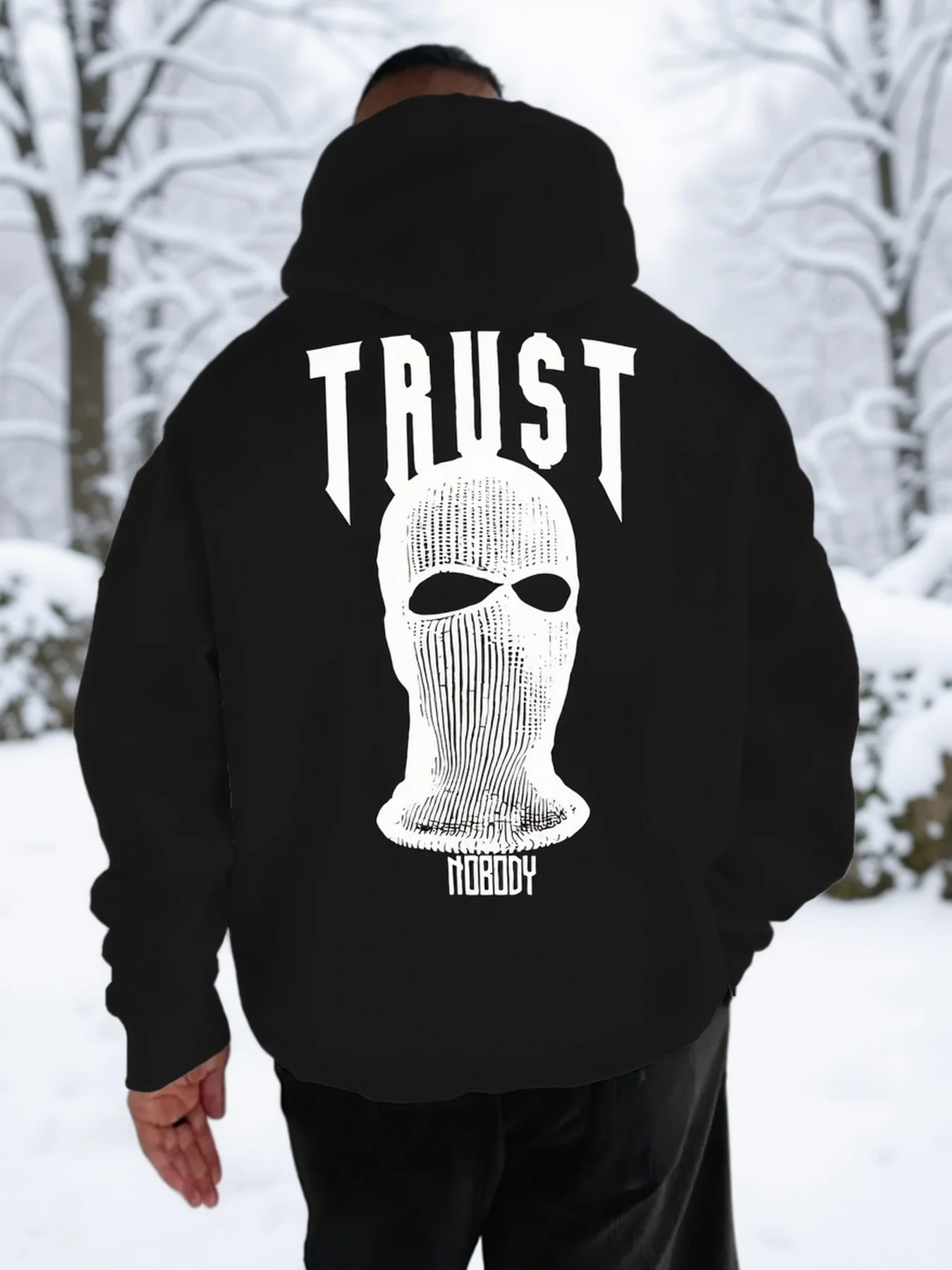 هوديس رجالي مطبوع ثلاثي الأبعاد بتصميم "Trust Nobody" بأنماط مطبوعة للرجال #1