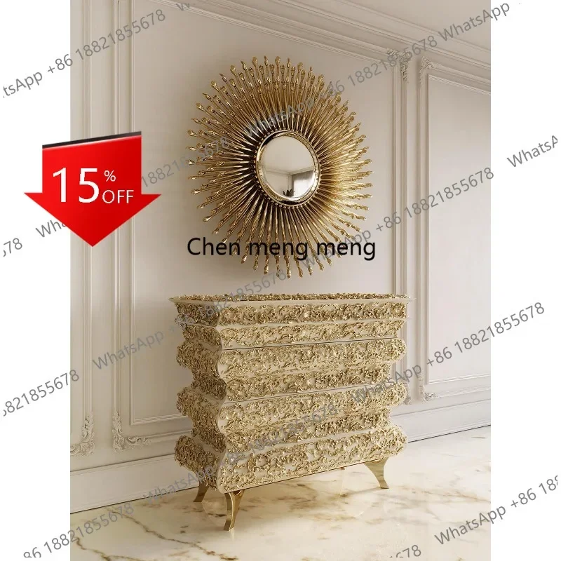 M78 Light luxury entrance platform hidden storage high-end designer metal engraved chest