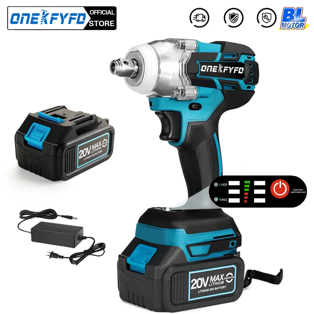 2 in 1 350N.m Electric Brushless Cordless Wrench 1/2 Screwdriver Li-ion Battery Impact Drill Power Tool For Makita 18V Battery