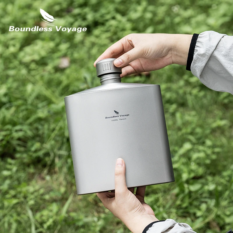 

Boundless Voyage Titanium Flask 1.4L Water Bottle Leak-Proof Anti-Slip Cap Ultra-Lightweight & Durable for Camping Hiking Travel