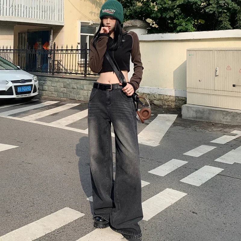 

Denim Straight Buttoned High Waist Streetwear Jeans Vintage Slight Blue Jeans Long Pants Y2k Work Summer Blue Jeans Capris
