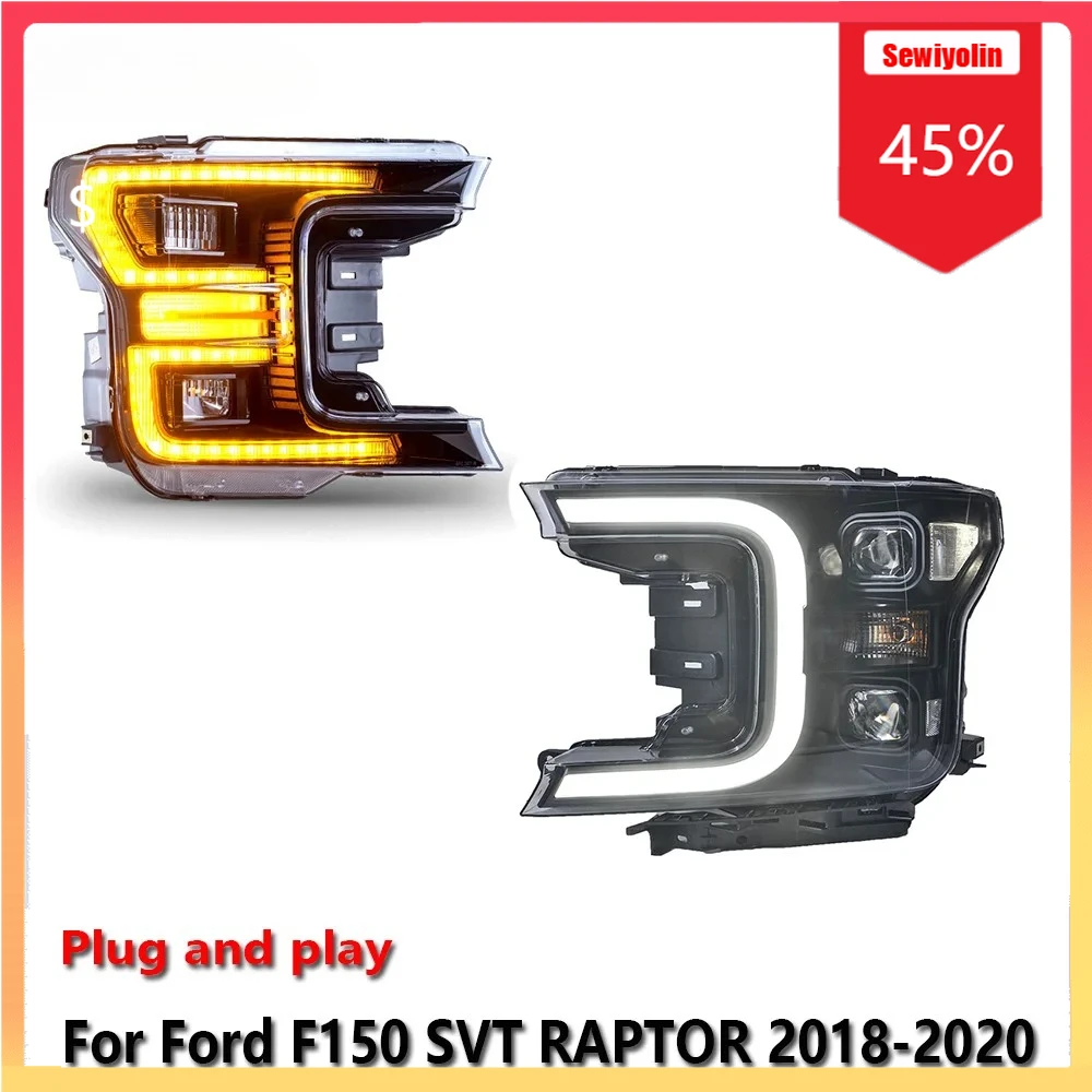 

Car LED Headlight Automobile PartsFor Ford F150 SVT RAPTOR 2018-2020 Fog DRL Brake Turn Signal Lamp Plug and Play