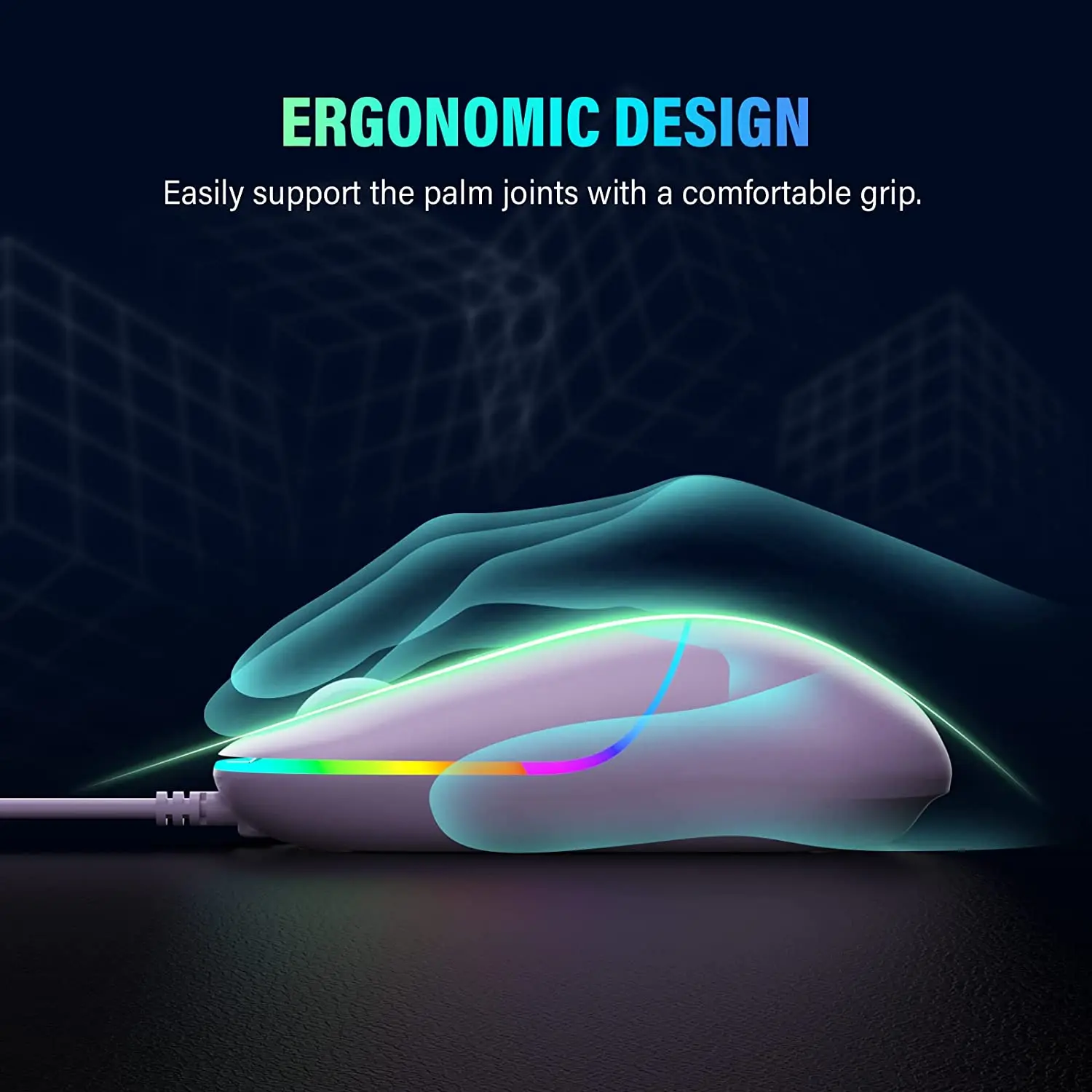 Wired Mouse USB 6400 DPI Top Quality LED Backlight Ultra Quiet Mouse Ergonomic for PC Laptop No Fingerprints Optical Tracking