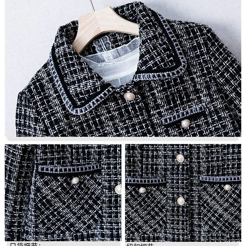 High-Quality Mother Coat Women 2025Spring Autumn New Small Fragrance Jacket Ladies Middle-Aged Lapel Outwear Short Suit Overwear