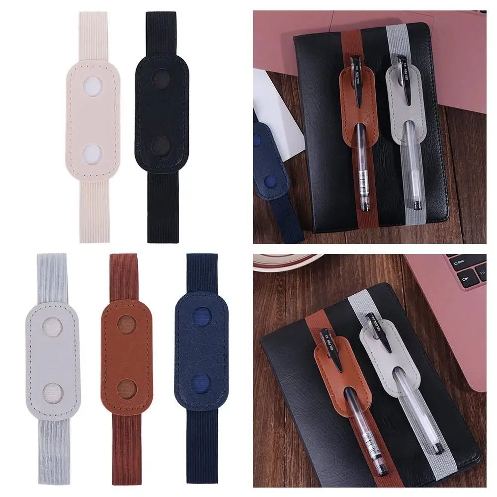 

6Pcs Adjustable Straps Elastic Band Pen Holder Portable Colorful Pen Sleeve Pouch Detachable PU Leather Pen Clip for Notebook