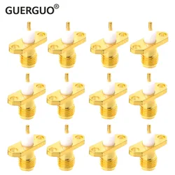 1PC SMA Female Flange Diamond Shaped PCB Solder Board Fixed Inner Hole Copper Gold-Plated RF Female Antenna Socket Plug