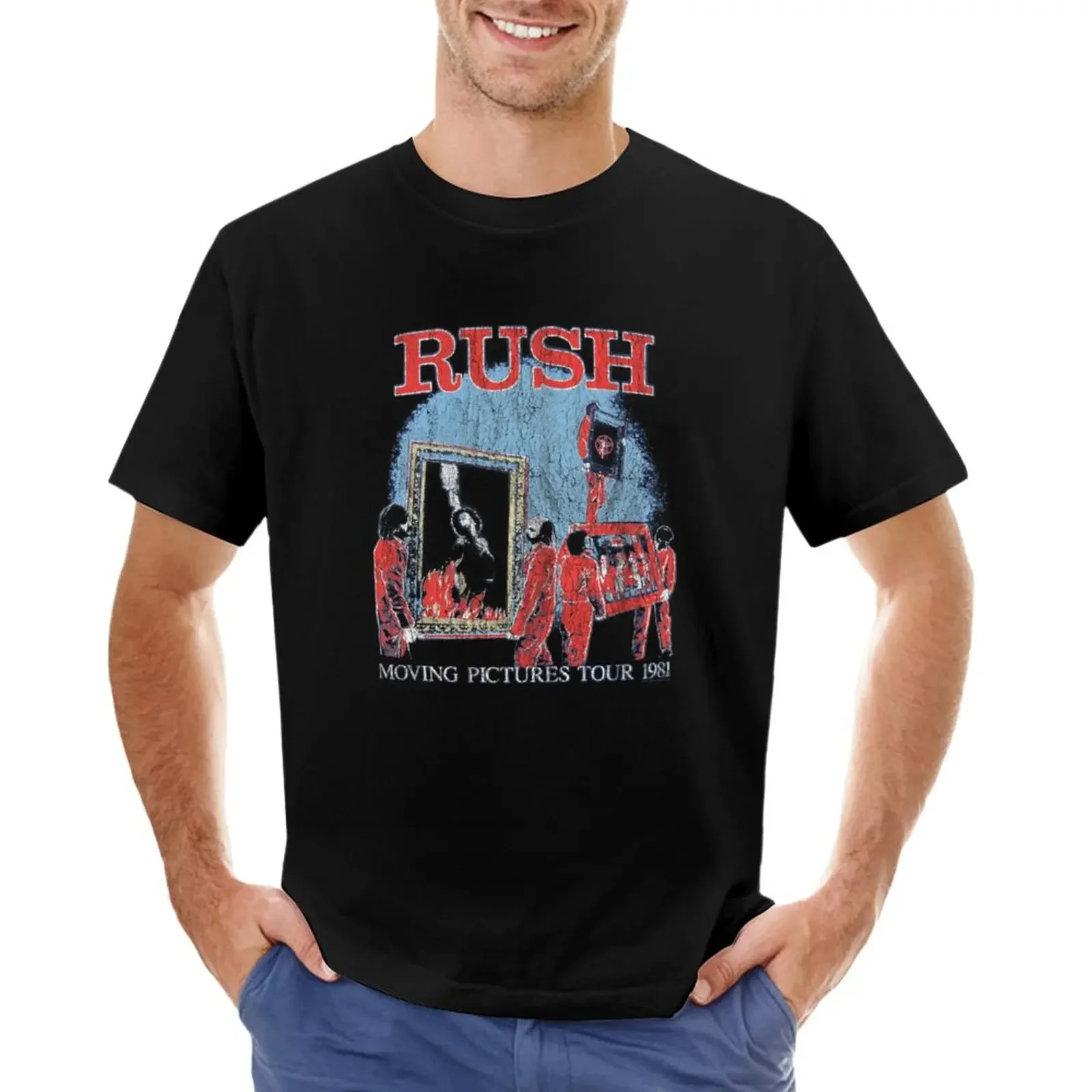 

Rush Moving Pictures Tour Rock Music Band T-shirt customizeds sweat anime clothes men clothes