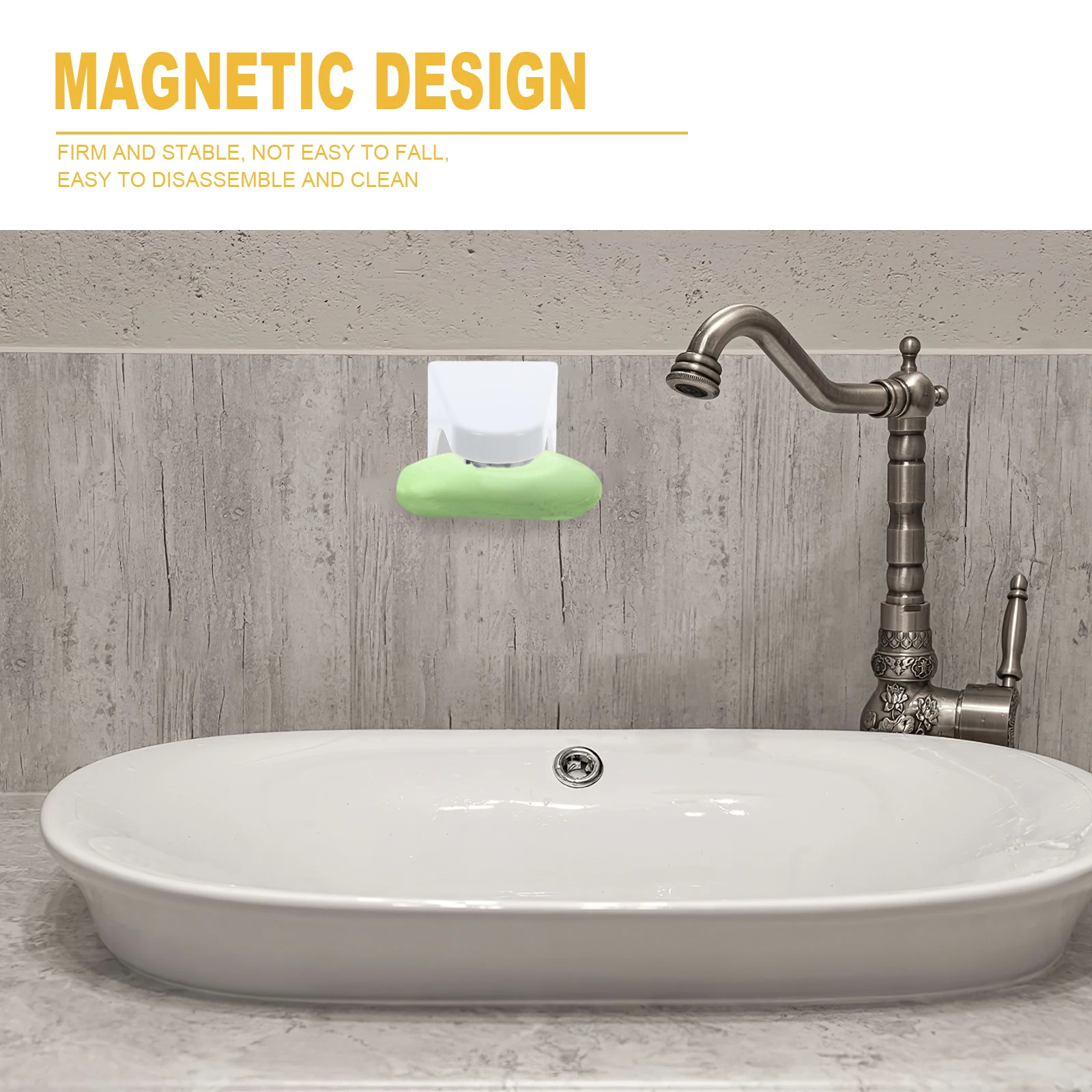 

Magnetic Holder for Shower Wall Bathroom Soap Rack Abs Material Good Suction Cup Stylish Design Portable Bar Soap Box
