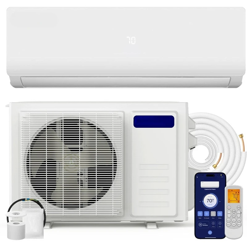 Versa Series 12000 BTU Mini  Alexa with 1 Ton Pre-Charged  19 SEER2, Cools Up to 550 Sq. Ft,16.4ft installation kit included