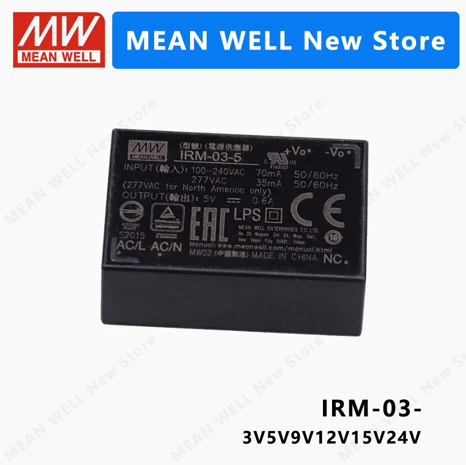 MEAN WELL IRM-03 IRM-03-3.3 IRM-03-5 IRM-03-9 IRM-03-12 IRM-03-15 IRM-03-24  MEANWELL IRM 03 3W  Power Supply