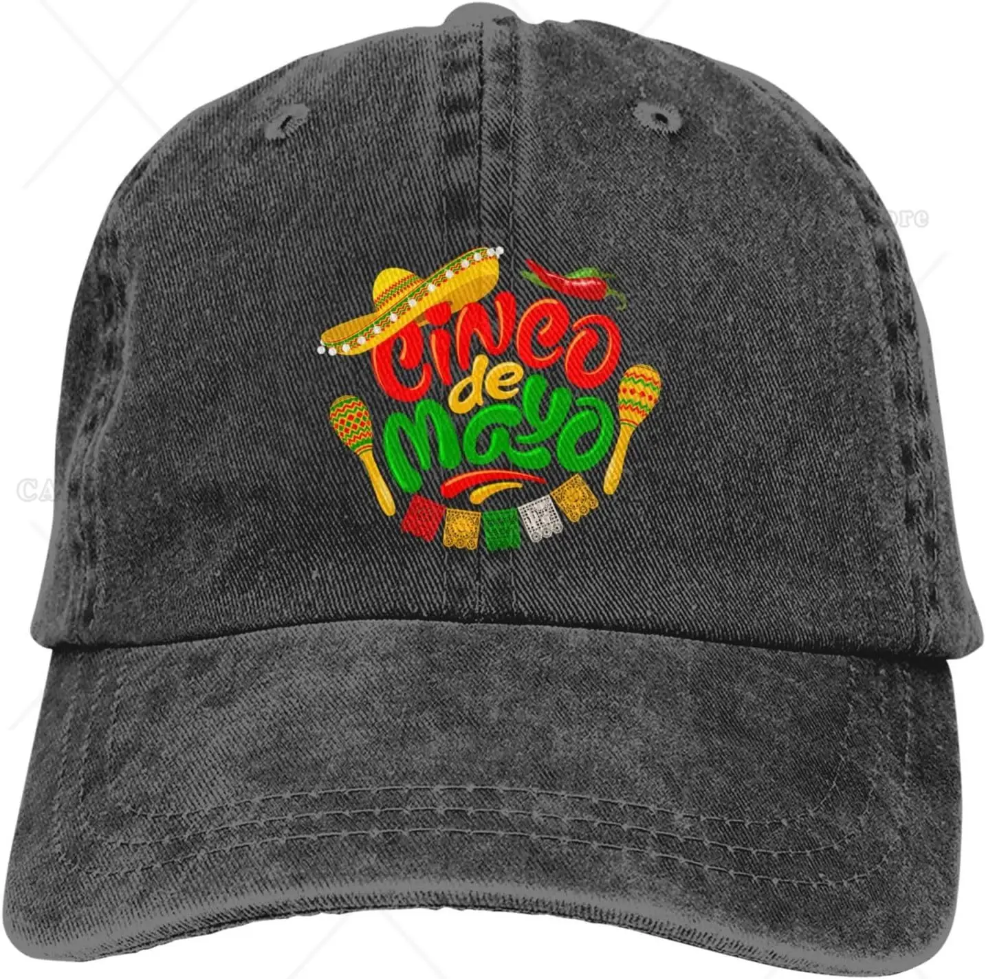 

Cinco De Mayo Cactus Sombrero Baseball Cap Golf Dad Hat Adjustable Denim Classic Cotton Hat Unisex