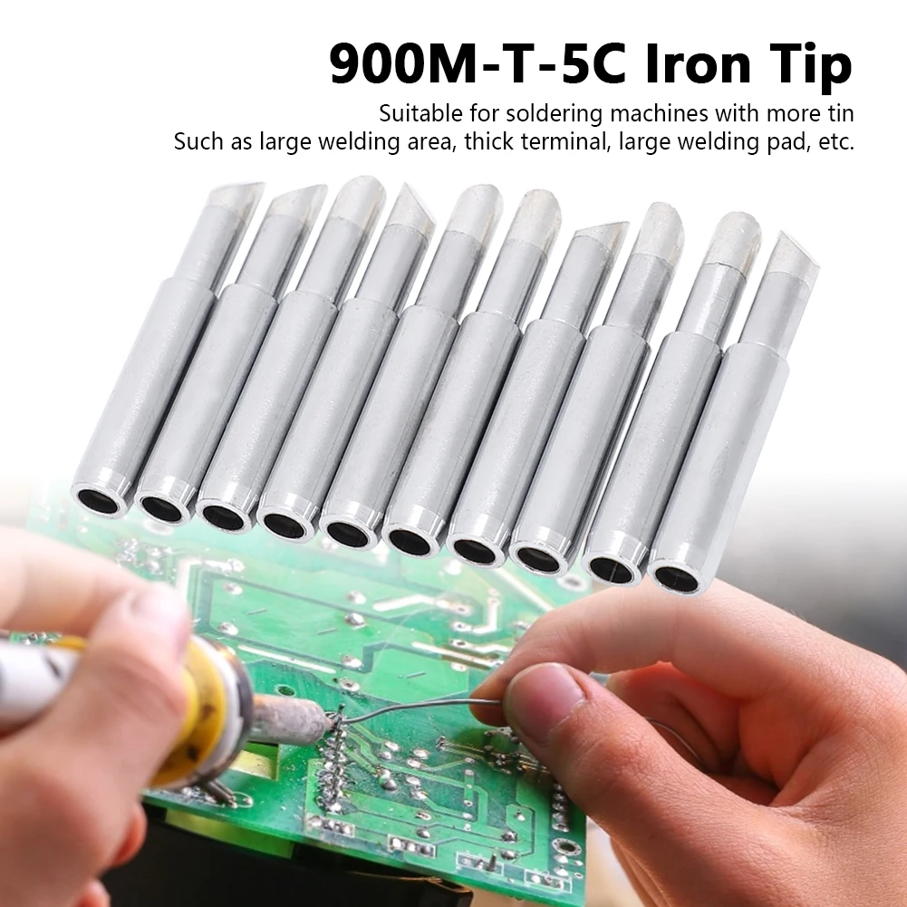 

10Pcs 900M T 5C Lead Free Soldering Solder Iron Tips Replacement Soldering Accessory for Electric Soldering Iron Maintenance