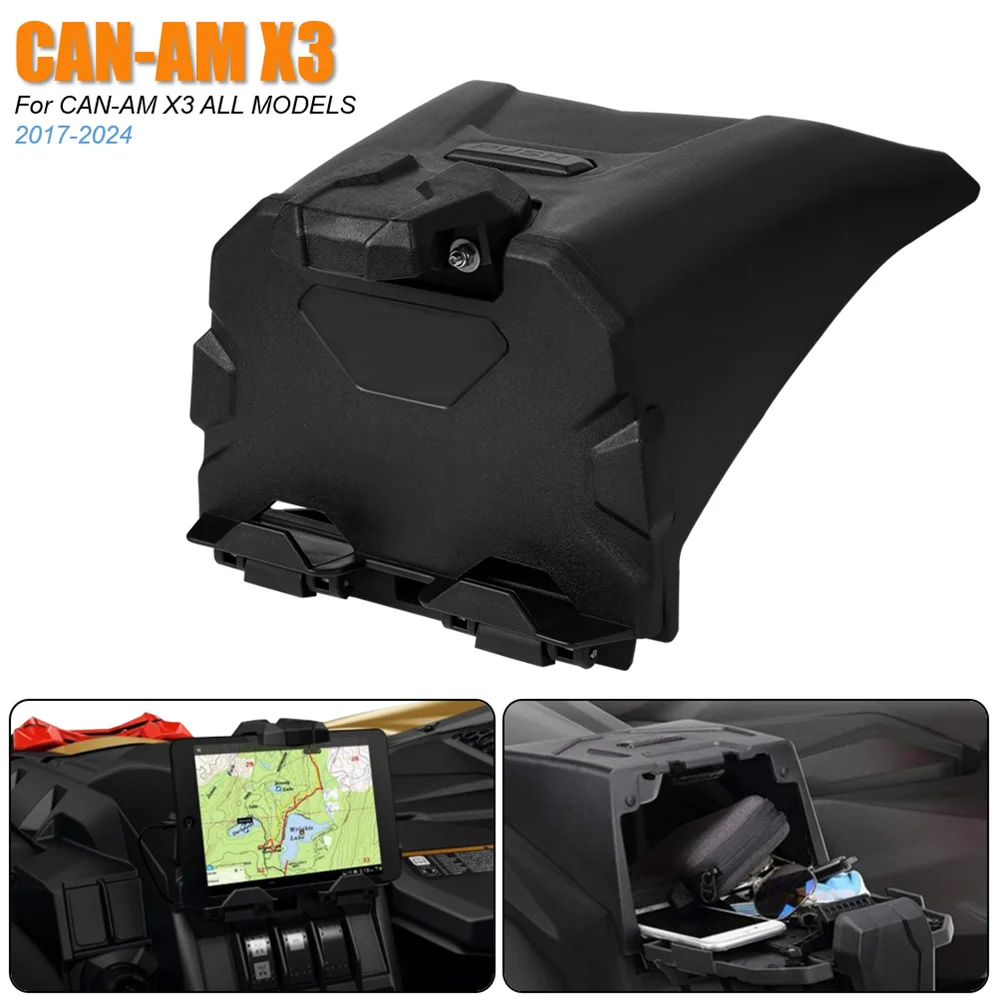 

715002874 For 2017-2024 Can Am Maverick X3 Integrated Organizer Box Storage Box Electronic Equipment Bracket Mobile Phone Holder