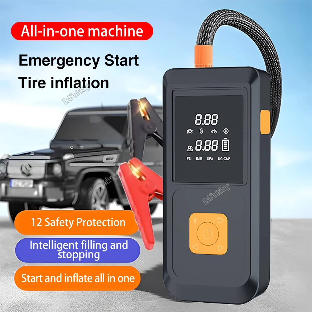 120000mAh Car Jump Starter & Inflator Pump 150PSI Air Pump 4 In 1 Multi-functional Portable Battery Charge Jump Starter