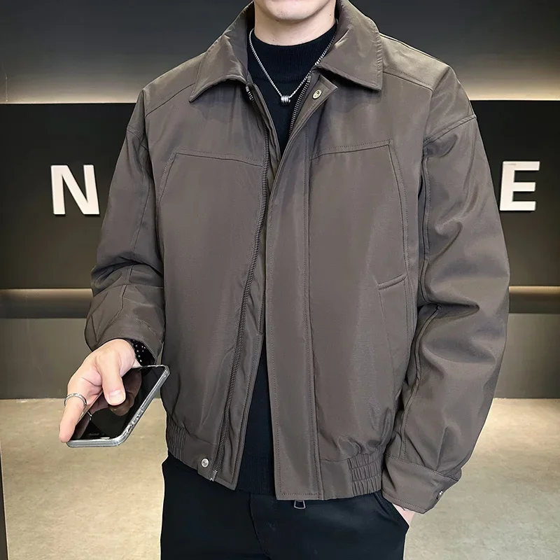 

Premium Insulated Short Down Coat - Men's Outdoor Workwear Jacket with Stand Collar & 2-Way Zip