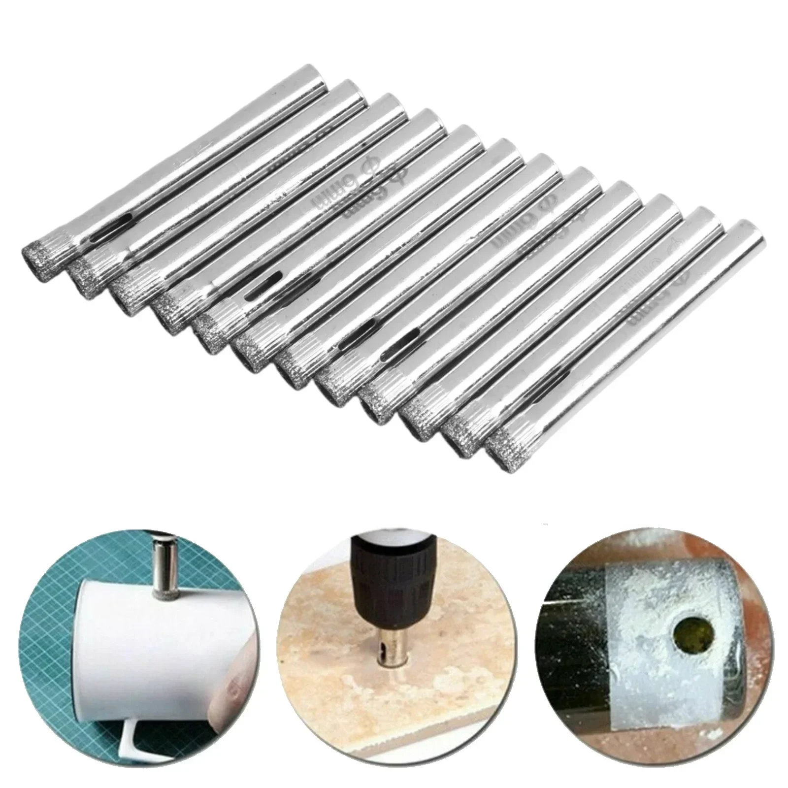 Drill Bits 6mm Diamond Coated Drill Bit Diamond Drill Bit Workshop Equipment Accessories Replacement Saw Tool 12Pcs 6mm Bit