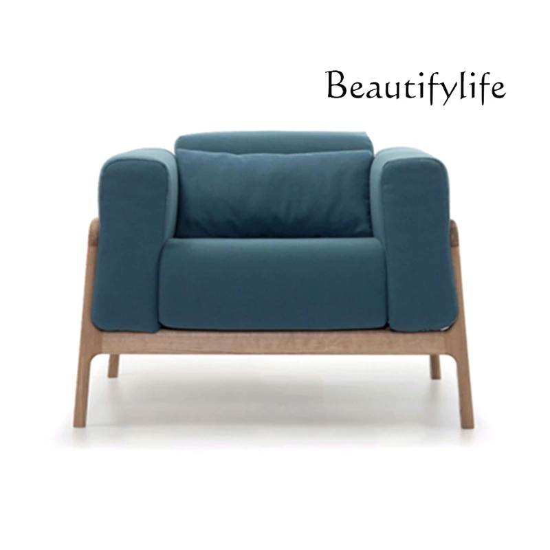 

Modern Simple Solid Wood Fabric Single Sofa Japanese Style Leisure Sofa