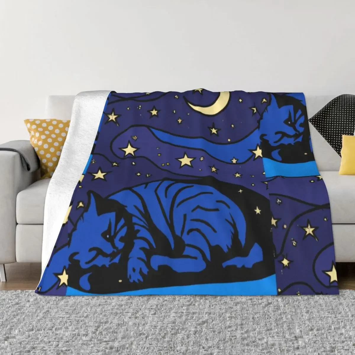 The Starry Night famous painting for space lovers who also love cats T-shirt, blanket, art design Throw Blanket Sofa Blankets