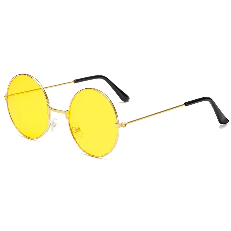 Retro Hippie Round Metal Frame Sunglasses Fashion Small Circle Sun Glasses Disco Party Candy Color Lens Eyewear for Women Men