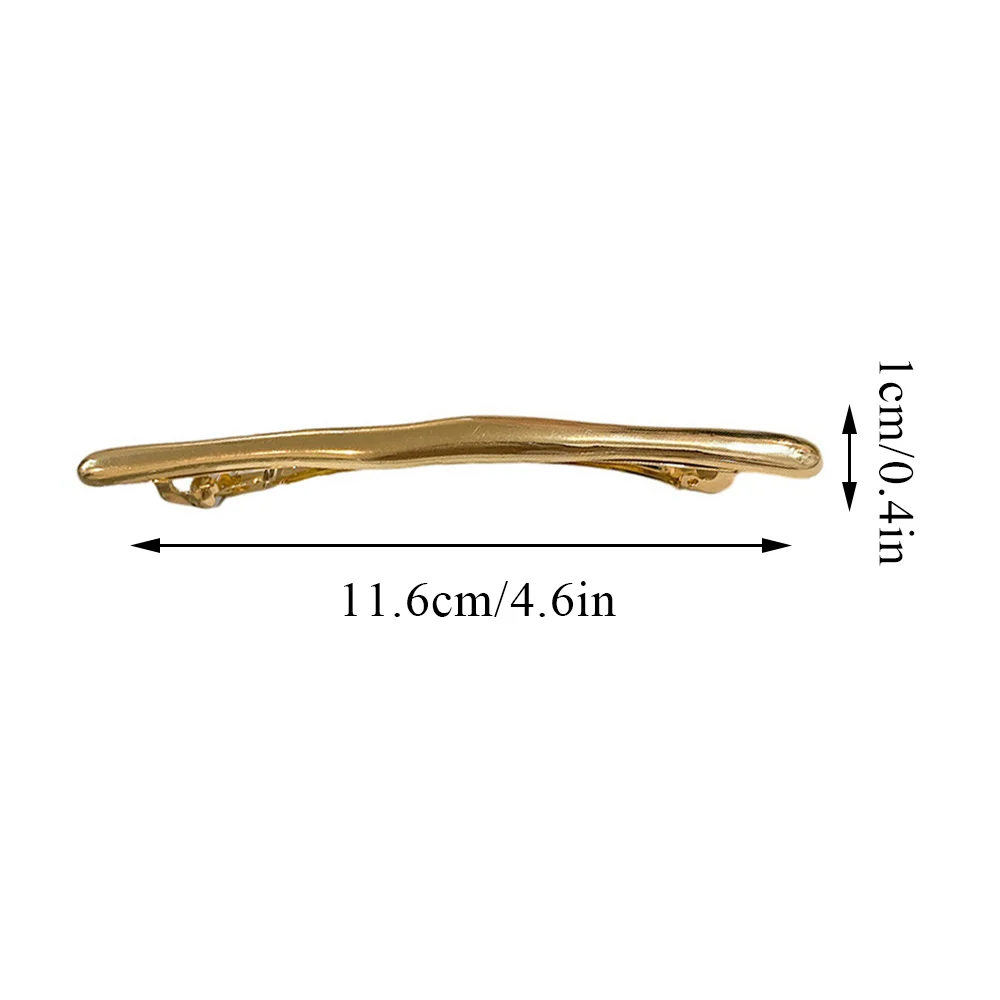 Women Vintage Simple Golden Long Strip Barrettes 11.6cm Metal Irregular Shape Hair Clip Ladies Smooth Spring Clip Hairgrip