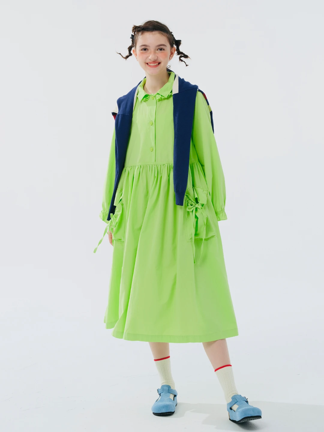 

imakokoni 2024 early spring original green apple green dress long sleeves 244486