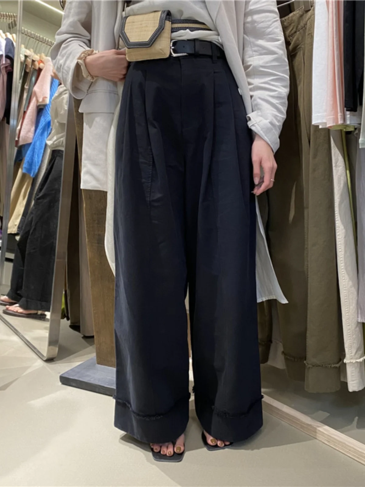 

High Waist Wide Leg Pants Women's Spring 2025 Casual Trousers Floor-Length Dra Slimming Straight Leg Trendy Cargo Pants