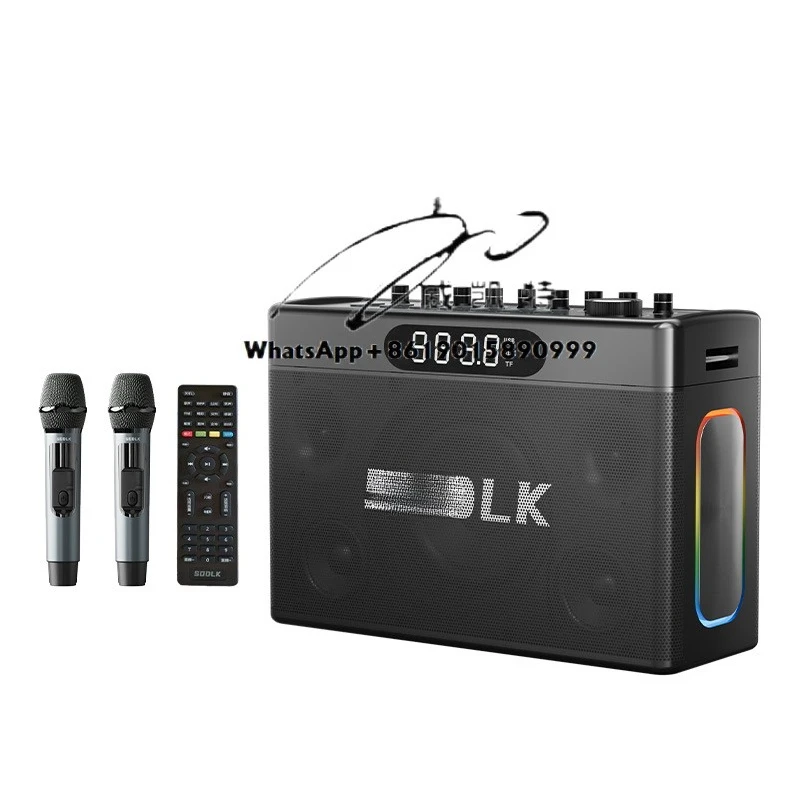 

S1127 PLUS 300W Karaoke Machine Outdoor Portable Speaker with 2 Wireless Microphones Supports AUX MIC OTG Live for Party