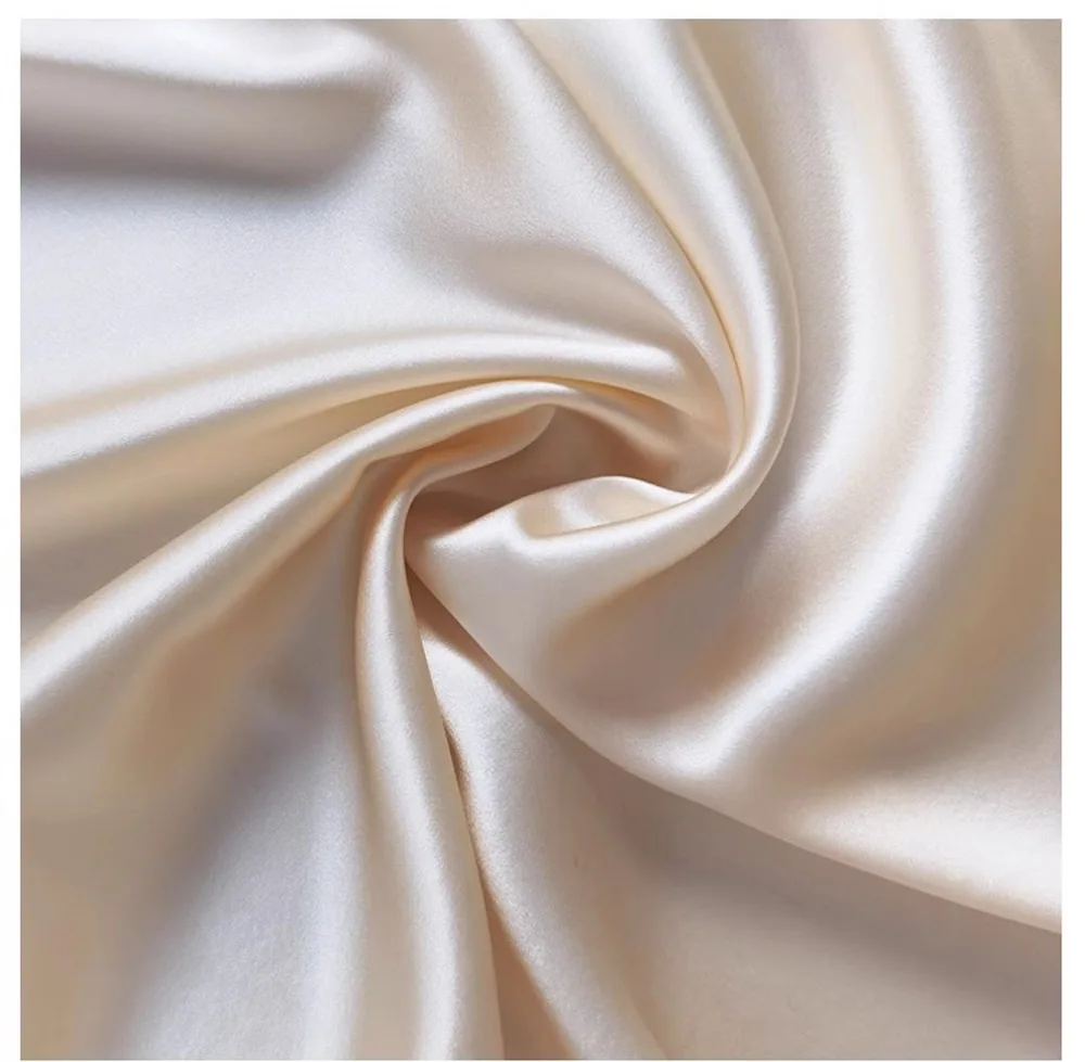 Natural Silk Stretch Satin140cm width 19momme Lycra Silk Fabric Shirt Evening Dress Sewing Material Nude Skin Color