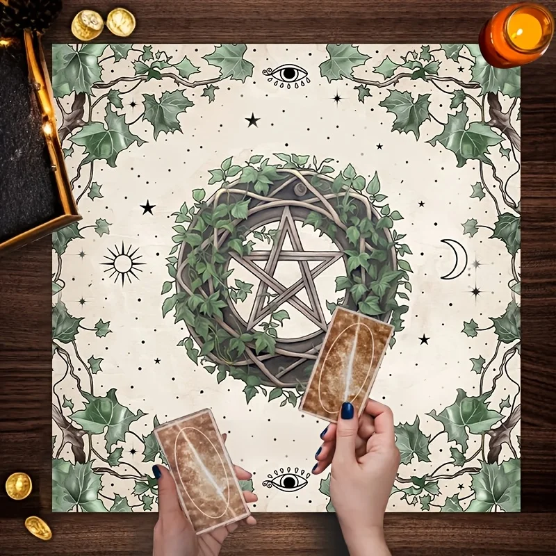 1pc Celestial Altar Cloth with Mystical‑Eye Design, Magic Wiccan Cloth for Readings, Moon‑phase Ceremonies and Meditation Spaces