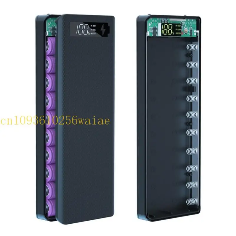 652F QC3.0 USB 10x18650 بطاريات DIY Box Holder for Case Fast for Shell Displable LCD Access