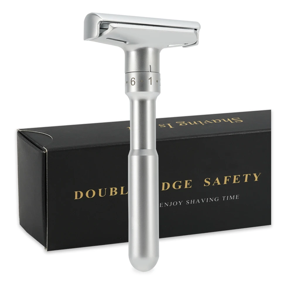 Adjustable Double Edge Classic Safety Razor Man Shaving Razor With 5 pcs Titanium Coated Blades Shaver Razor