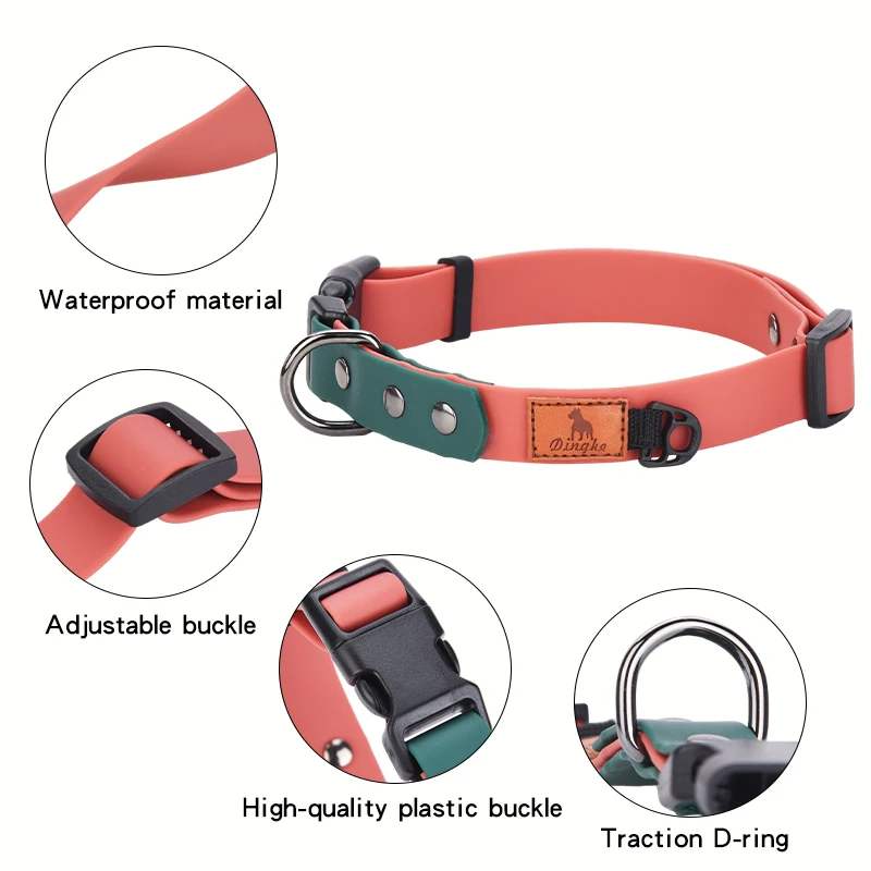 CP535 PVC Water proof pet dog collar, Color block collar,Durable and Resistant to dirt.