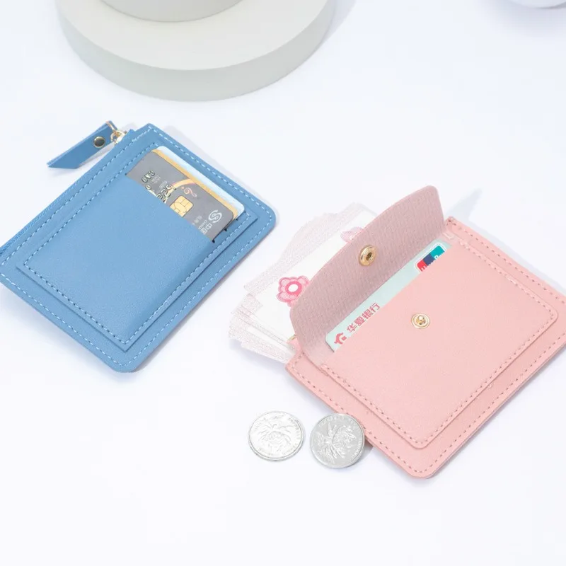 PU Cards Holders Coin Pouch Anti Demagnetization Zipper Bag Organizer Cover Wallet Business Bank Credit Bus ID Card Holder Purse