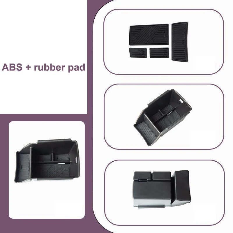 Caixa de armazenamento de carro para volkswagen vw tayron tiguan r-line 2024 ~ 2026 tapete de borracha abs console central organizador bandeja de apoio de braço accessorie