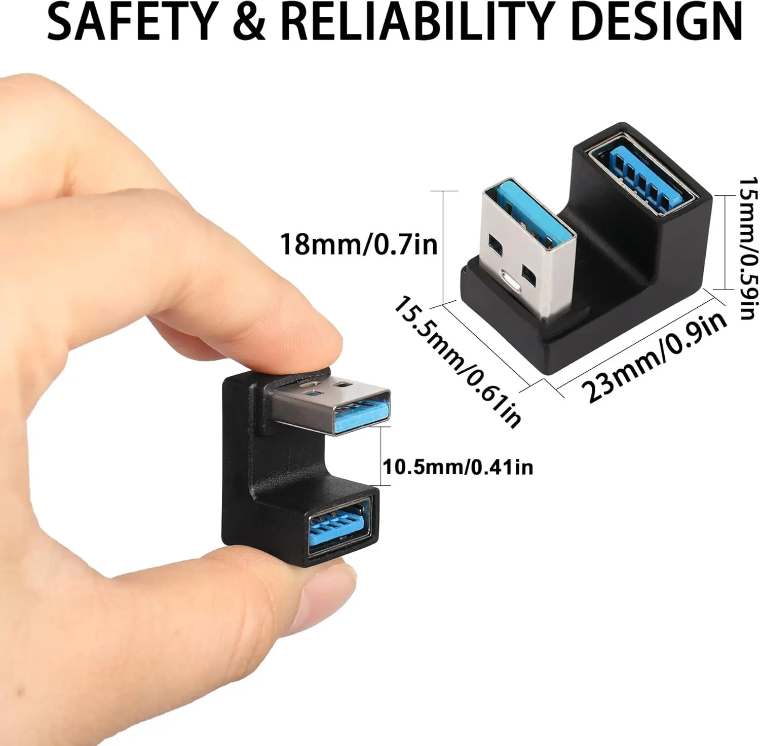 U-forma usb 3.1 adaptador, macho para fêmea conector de acoplador, 10 s, usb tipo a, transferência de dados, otg para pc e laptop, 2pack