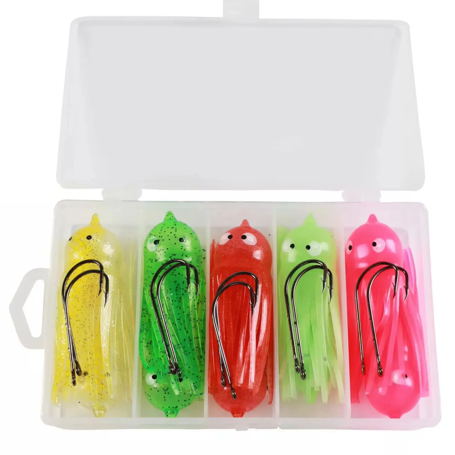 

БЕСПЛАТНО: 10 шт./упак. мягких приманок-осьминогов, мягкие приманки-кальмары для рыбалки, приманки для тунца 9,5 см/8 г, искусственные приманки с острыми крючками, рыболовные снасти