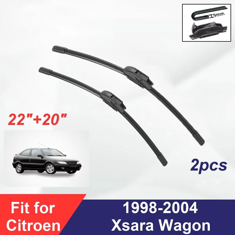 

For Citroen Xsara Wagon 1998-2004 Front Wiper Blades Boneless Frameless Rubber Cleaning