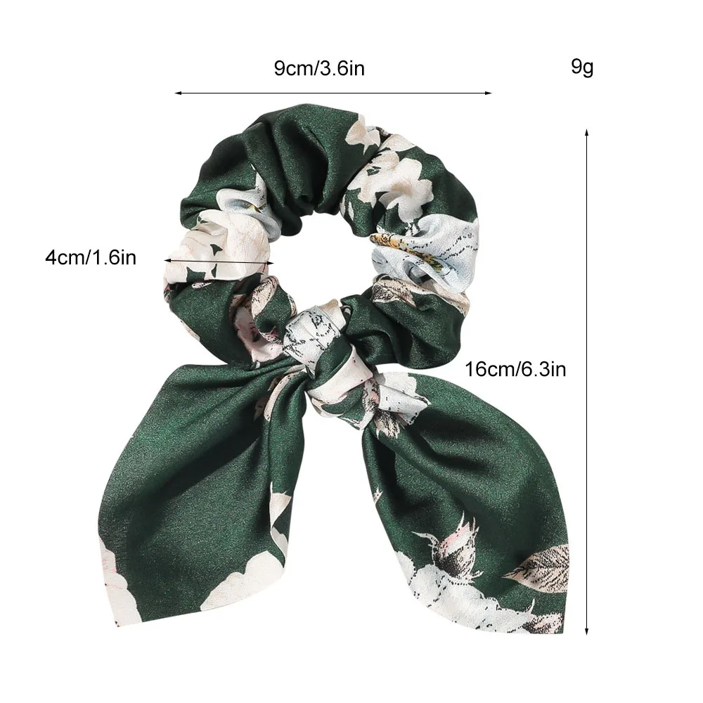 Girls Elastic Hair bands Ribbon Print Flower Bow Hair rope Scrunchies Hair Tie Ponytail Hold