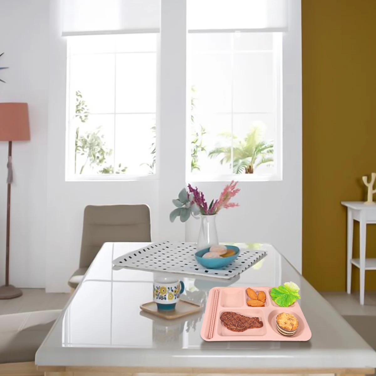 

Spoon Natural Wheat Straw Fiber Dinnerware Wheatstraw Tableware Plates and Bowls Kitchen Beige Divided Tray with