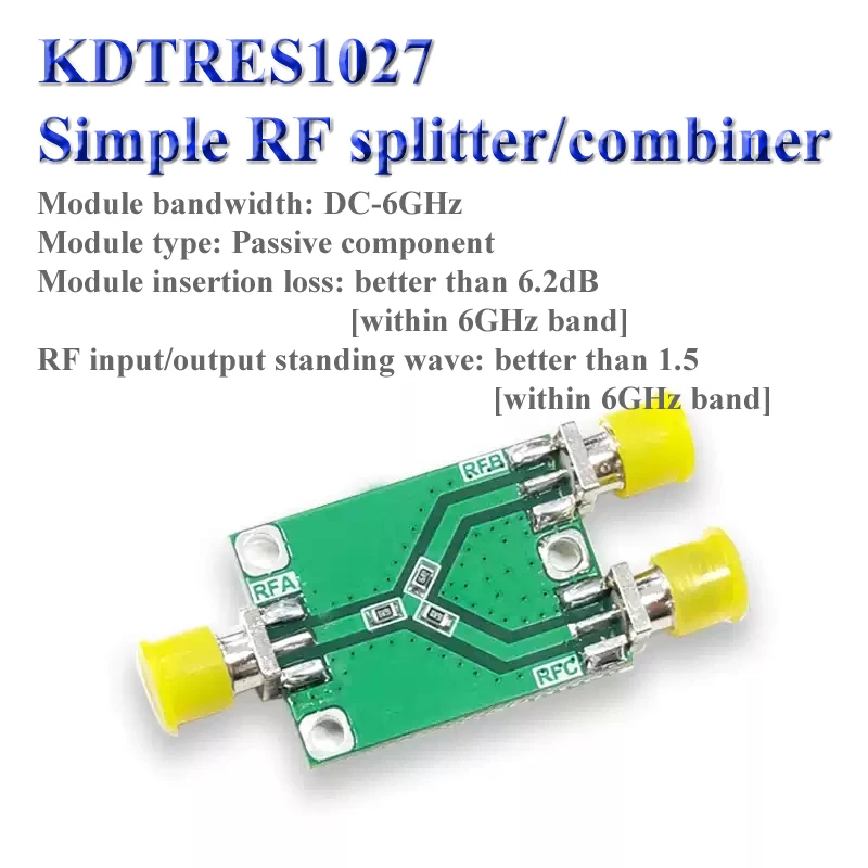 KDTRES1027 مقاوم ميكروويف RF 6 جيجا هرتز، مقسم طاقة بسيط، وحدة مقسم واحد إلى اثنين، مجمع/فاصل RF