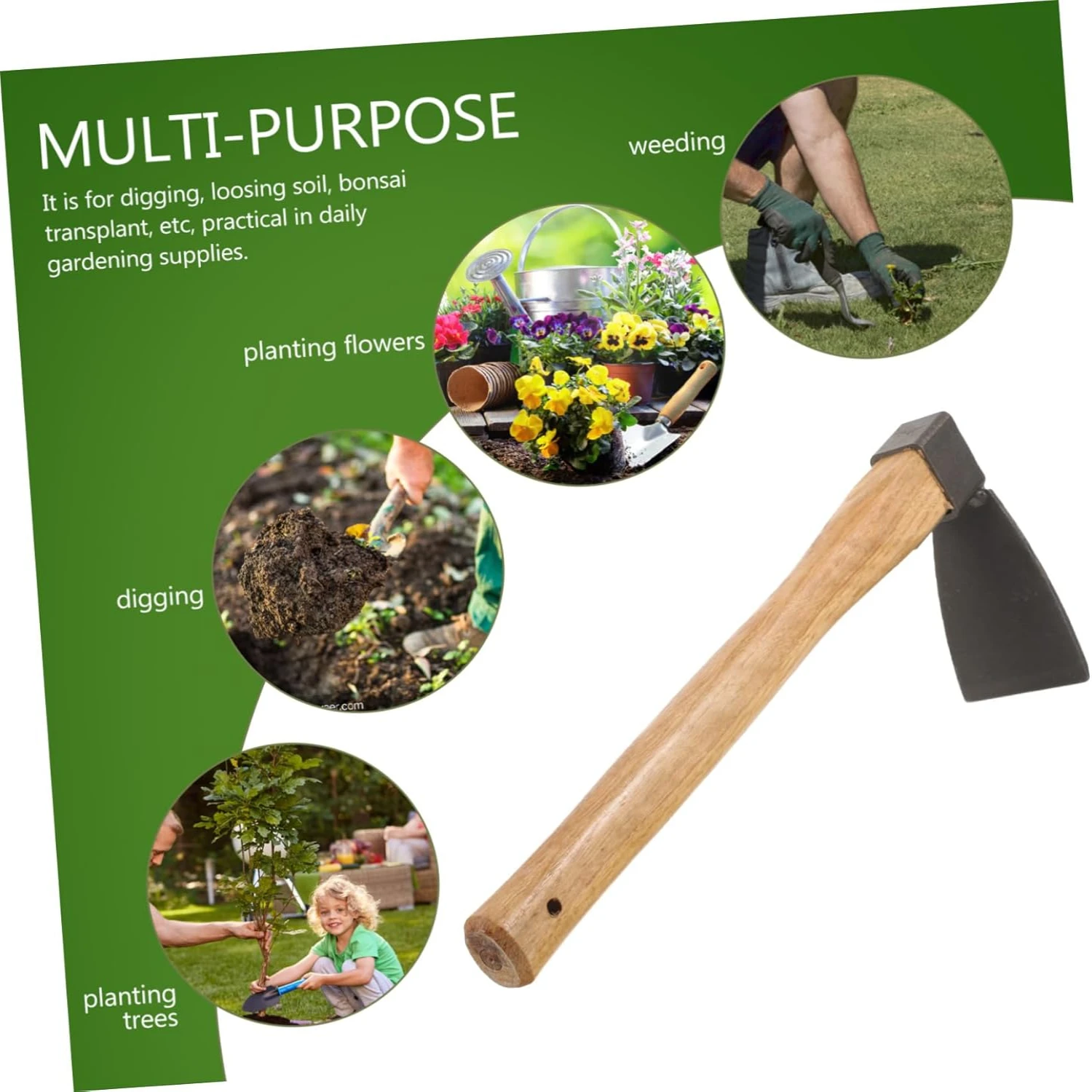 Garden Digging Hoe Weeding Hoe Wood Handle Hoe Cultivator Garden Tool Digging Soil Tools Planting Gardening Hoe Flower Planting