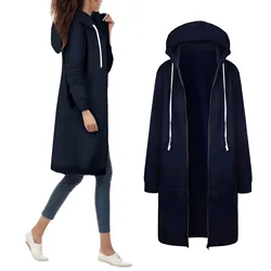 Women Coat Autumn Winter Thicken Loose Hooded Jackets Zipper Sports Outwear Tops Ladies Warm Jacket Casual Solid Color Clothing