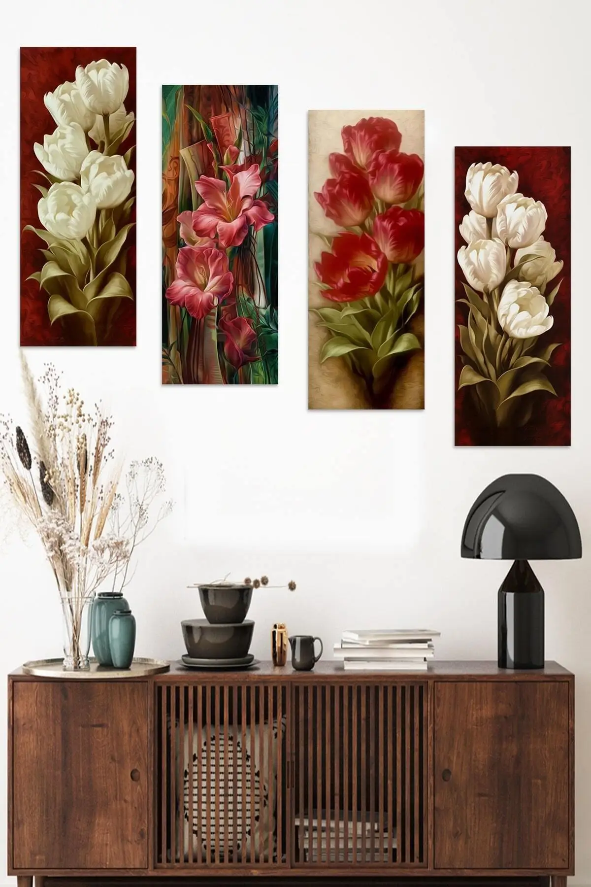 4-piece floral Mdf table