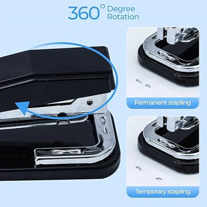 Desktop Stapler Swing-Arm Stapler with 50 Sheet Capacity, 360 Rotation Design, Swivel Stapler with 1000 Staples for Booklet Bind