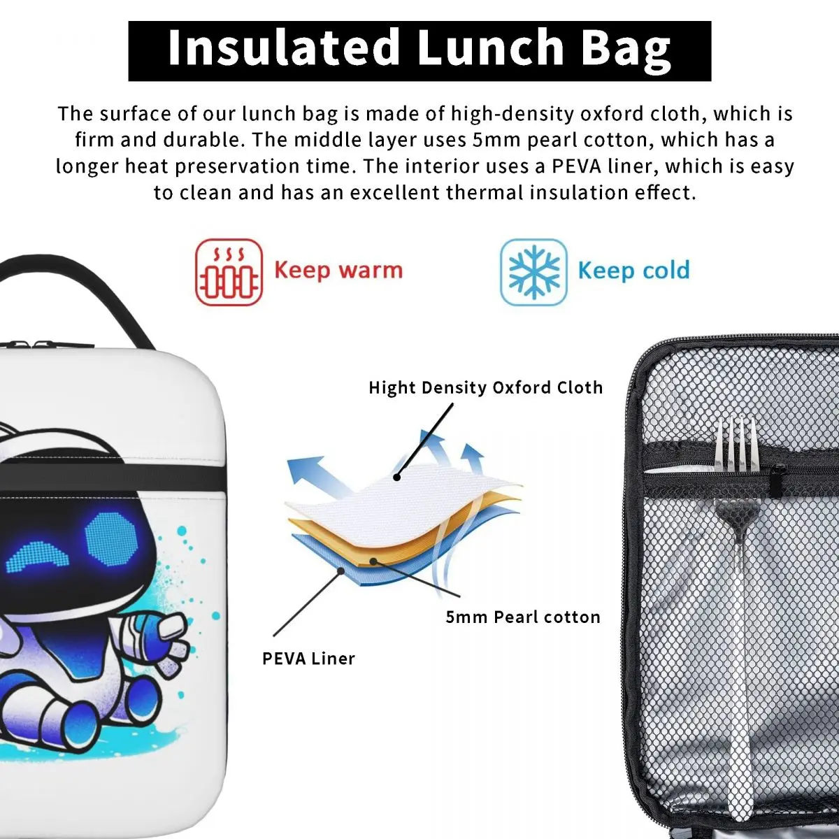 Bolsa de almuerzo con aislamiento Astrobot Pattern Astros Game Merch para la escuela, oficina, bolsa de almacenamiento de alimentos, loncheras térmicas reutilizables