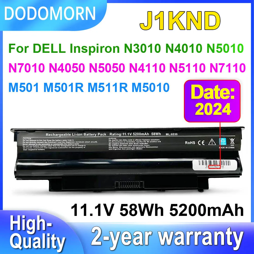 DODOMORN J1KND For Dell Inspiron N3010 N4010 N5010 N7010 N4050 N5050 N4110 N5110 N7110 M501 M501R Laptop Battery 5200mAh 11.1V