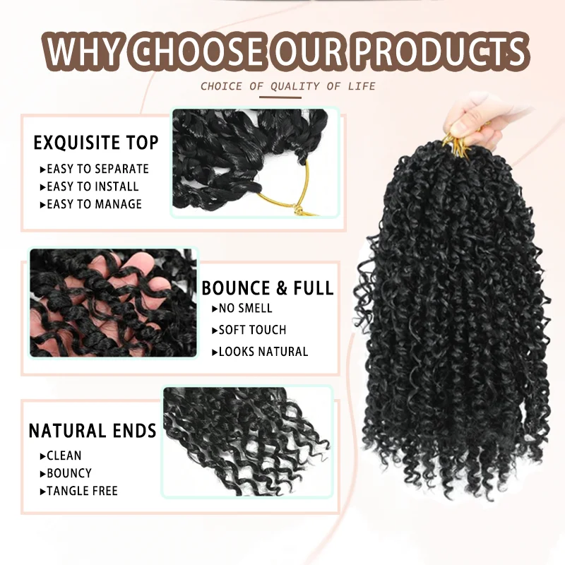 Синтетические волосы Boho Crochet Passion Twist с предварительно закрученными петлями, 22-дюймовые вязанные крючком волосы Goddess Passion Twist с вьющимися концами, 7 упаковок