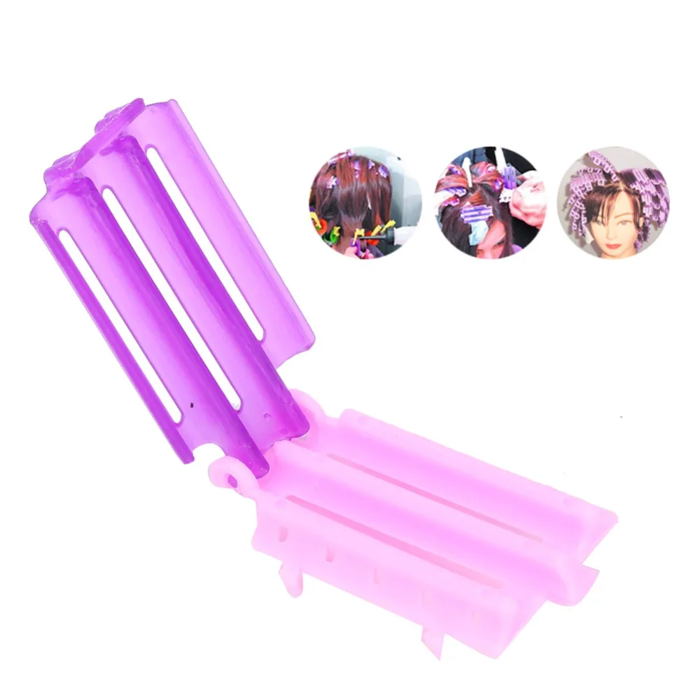 45pcs PP Hair Perm Clips Crinkle Design Purple Pink Color Perm Rods Set Durable Portable Volume Hair Rollers Salon Use